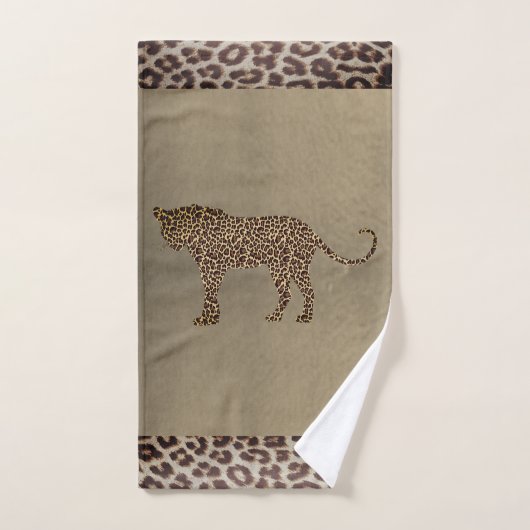 Leopard avec serviette de bain empreinte de léopar (Serviette à main)