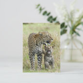 Leopard Baby en Mama Briefkaart (Staand voorkant)