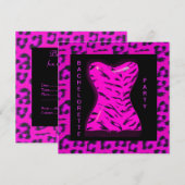 LEOPARD BACHELORETTE INVITATION PARTI CHAUD ROSE (Devant / Derrière)
