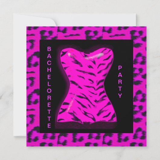 LEOPARD BACHELORETTE INVITATION PARTI CHAUD ROSE (Devant)