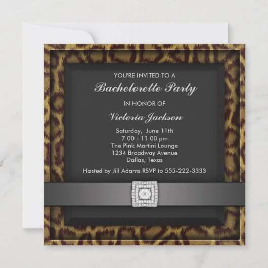 Leopard Bachelorette Party Uitnodiging (Voorkant)