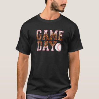 Leopard Ball Game Day Vibes Ball Ma Moederdag T-shirt