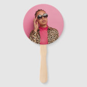 Leopard Balloon Script Verjaardag foto gepersonali Handwaaier (Achterkant)