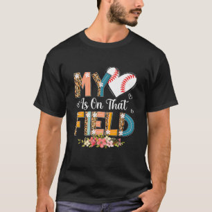 Leopard Baseball Ma mijn hart ligt op dat veld. T-shirt