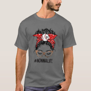 Leopard Baseball Nonna Life Bun Game Day Mot T-shirt