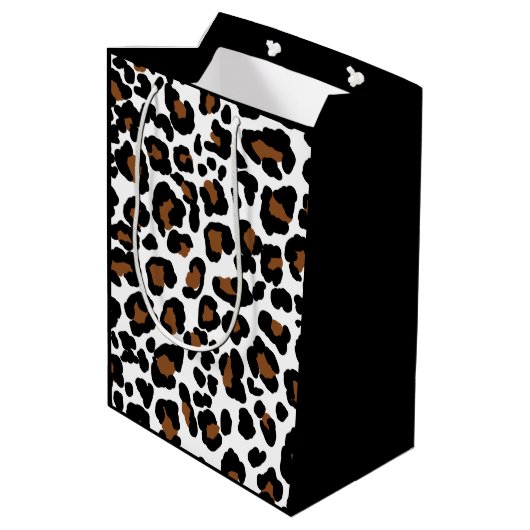 Leopard Big Cat Bont Patroon Print Medium Cadeauzakje (Achterkant Gekanteld)