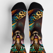 Leopard Big Cat Oranje Spots & Ribbon Fantasy Sokken (Top)