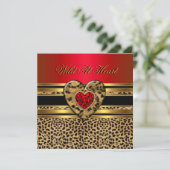 Leopard Birthday Wild in Heart Black Gold Red 2 Kaart (Staand voorkant)