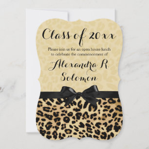Leopard Black Bow Graduation / Invitation de fête