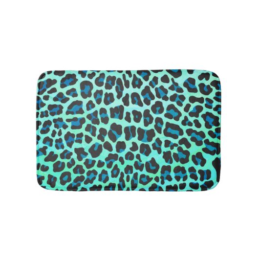 Leopard Black en Blauwgroen afdrukken Badmat (Voorkant)