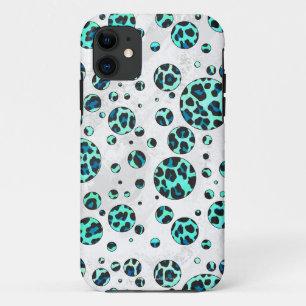 Leopard Black en Blauwgroen afdrukken iPhone 11 Hoesje