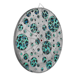 Leopard Black en Blauwgroen afdrukken Dartbord