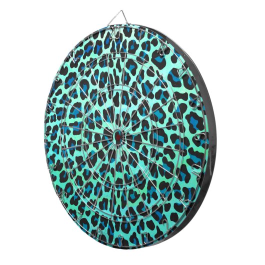 Leopard Black en Blauwgroen afdrukken Dartbord (Voorkant Rechts)