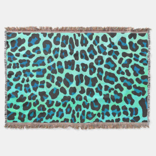 Leopard Black en Blauwgroen afdrukken Deken