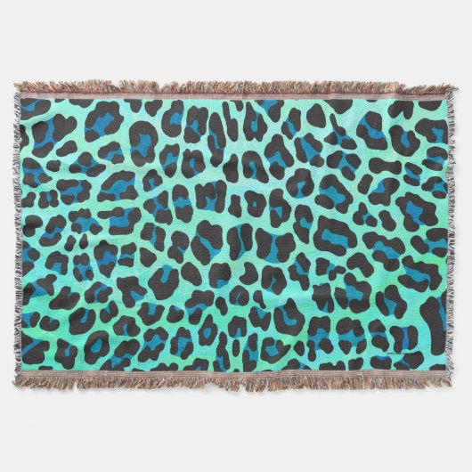 Leopard Black en Blauwgroen afdrukken Deken (Voorkant)