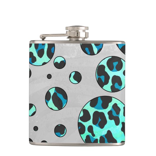 Leopard Black en Blauwgroen afdrukken Heupfles (Voorkant)