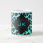 Leopard Black en Blauwgroen afdrukken Jumbo Beker (Voorkant)