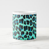 Leopard Black en Blauwgroen afdrukken Jumbo Mok (Voorkant)