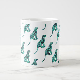 Leopard Black en Blauwgroen afdrukken Jumbo Mok
