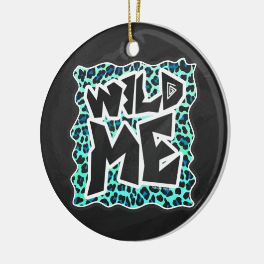 Leopard Black en Blauwgroen afdrukken Keramisch Ornament (Links)