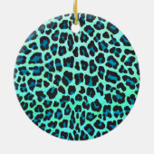 Leopard Black en Blauwgroen afdrukken Keramisch Ornament (Achterkant)