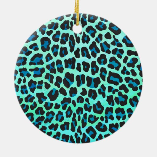 Leopard Black en Blauwgroen afdrukken Keramisch Ornament (Achterkant)