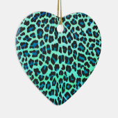 Leopard Black en Blauwgroen afdrukken Keramisch Ornament (Rechts)