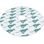 Leopard Black en Blauwgroen afdrukken Kerstboom Rok (Gekanteld)