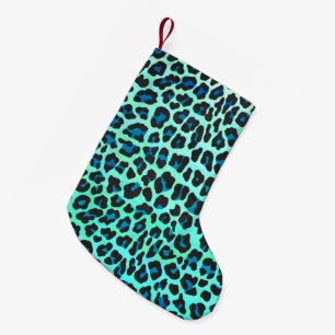 Leopard Black en Blauwgroen afdrukken Kleine Kerstsok