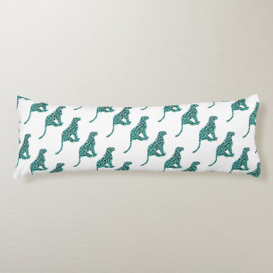 Leopard Black en Blauwgroen afdrukken Lichaamskussen