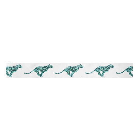 Leopard Black en Blauwgroen afdrukken Lint (Voorkant)