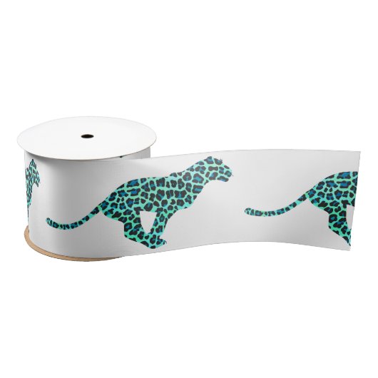 Leopard Black en Blauwgroen afdrukken Lint (Spoel)