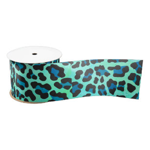 Leopard Black en Blauwgroen afdrukken Lint