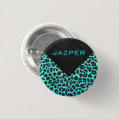 Leopard Black en Blauwgroen afdrukken Ronde Button 3,2 Cm (Voorkant /achterkant)