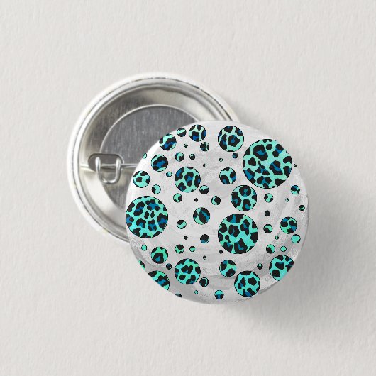 Leopard Black en Blauwgroen afdrukken Ronde Button 3,2 Cm (Voorkant /achterkant)