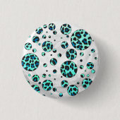 Leopard Black en Blauwgroen afdrukken Ronde Button 3,2 Cm (Voorkant)