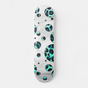 Leopard Black en Blauwgroen afdrukken Skateboard