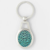 Leopard Black en Blauwgroen afdrukken Sleutelhanger (Voorkant)
