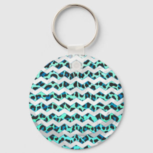 Leopard Black en Blauwgroen afdrukken Sleutelhanger