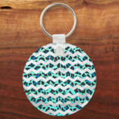 Leopard Black en Blauwgroen afdrukken Sleutelhanger (Voorkant)