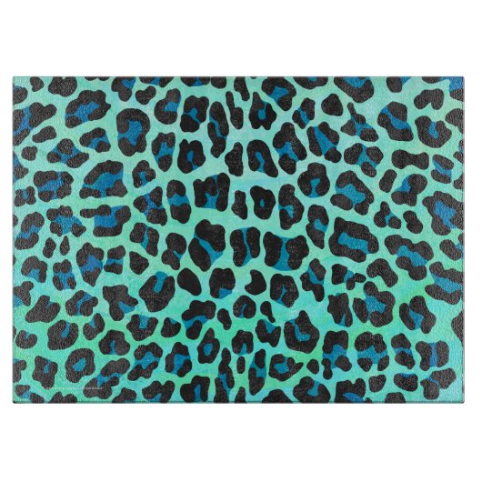 Leopard Black en Blauwgroen afdrukken Snijplank (Voorkant)