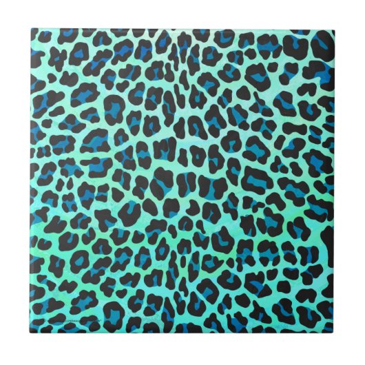 Leopard Black en Blauwgroen afdrukken Tegeltje (Voorkant)