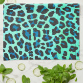 Leopard Black en Blauwgroen afdrukken Theedoek (Gevouwen)