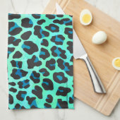Leopard Black en Blauwgroen afdrukken Theedoek (Quarter Fold)