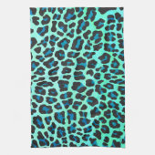 Leopard Black en Blauwgroen afdrukken Theedoek (Verticaal)