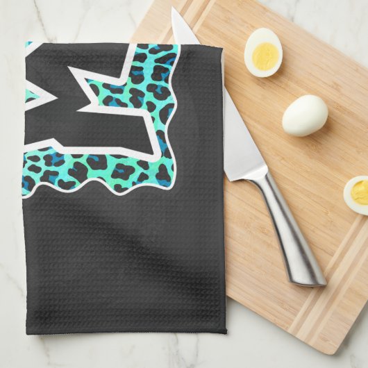 Leopard Black en Blauwgroen afdrukken Theedoek (Quarter Fold)