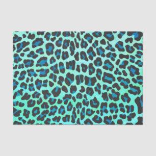 Leopard Black en Blauwgroen afdrukken Tissuepapier