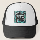 Leopard Black en Blauwgroen afdrukken Trucker Pet (Voorkant)