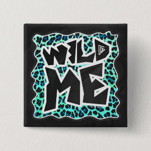 Leopard Black en Blauwgroen afdrukken Vierkante Button 5,1 Cm