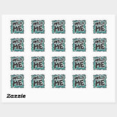 Leopard Black en Blauwgroen afdrukken Vierkante Sticker (Vel)